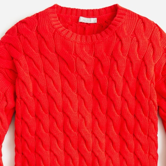J.Crew Cotton Cable-Knit Side-Slit Crewneck Sweater Size L-XL - Picture 12 of 16